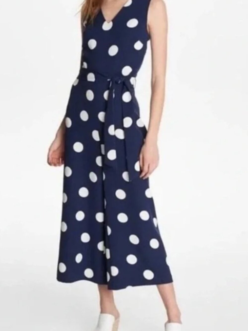 Karl Lagerfeld Black White Polka Dot Wide-Leg One-Piece Womens Jumpsuit Size 6